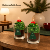 Bougie Pilier en Cire de Soja Artisanale Style Moderne Matcha Cake Glass, 100% Biologique, Combustion Propre pour Diwali et Noël