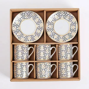 Juego de Té de 12 Piezas de Cerámica Estilo Árabe, Taza de Café Expresso de Lujo, Taza y Platillo de Café, Estilo <span class=keywords><strong>Habesha</strong></span>, Turco, Etíope - Product Image 4