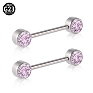 <span class=keywords><strong>Piercing</strong></span> per Capezzoli in Titanio G23, Sexy con Opale e Zirconia Cubica, 14G, Filettatura Interna, Gioielli Trendy per Donne - Product Image 4