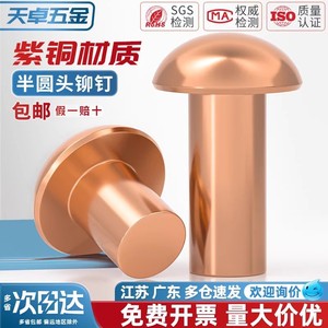 Pure Copper Rivet M2 M3 M4 M5 M6 M8 Semi Round Head Solid Copper Nail For Connectors And Shelf Supports - Product Image 2