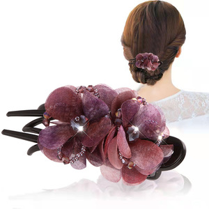 Accessori per gioielli per capelli da donna in Tulle rosa fermaglio per capelli con forcine a forma di anatra elegante in cristallo asiatico sudorientale - Product Image 3