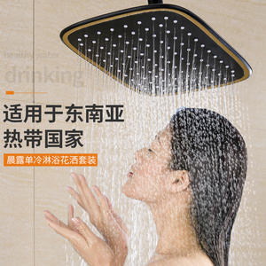 ชุดฝักบัวอาบน้ำเย็นเดี่ยว สแตนเลส 304 รูปทรงสี่เหลี่ยมผืนผ้า พร้อมระบบนวดแบบฝนตก สำหรับประเทศเขตร้อนในเอเชียตะวันออกเฉียงใต้ - Product Image 1