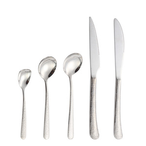 Elegante Juego de Cubiertos de Acero Inoxidable 304 Martillado, Cuchillo y Tenedor Premium para Bistec, Cucharas y Tenedores de Postre de Lujo para Hotel - Product Image 5