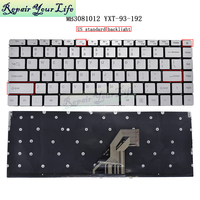 Teclado retroiluminado de repuesto para ordenador portátil, en inglés (EE. UU.), para MB3081012 YXT-93-192, nuevo, plateado, sin marco
