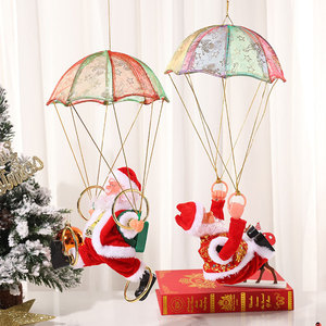 Decoraciones y regalos navideños creativos: Papá Noel eléctrico musical montado en el techo, saltando y bailando con paracaídas. - Product Image 3