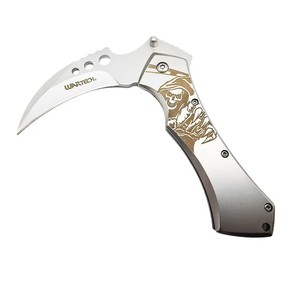 <span class=keywords><strong>Cuchillo</strong></span> Plegable <span class=keywords><strong>Karambit</strong></span> de Acero Inoxidable Plateado, <span class=keywords><strong>Cuchillo</strong></span> de Bolsillo de Uso Diario para Cortar Frutas - Product Image 1