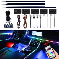 ZHISIN Lumière d'ambiance magique 18-en-1 pour voiture avec bandes acryliques noires, anneaux LED arc-en-ciel, synchronisation musicale, 12V, ajustement universel
