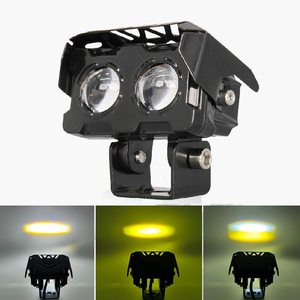 Lelanpu OEM al por mayor, foco LED para motocicleta de 2 lentes súper brillante, 12V 12W 18W, faro LED de doble color blanco y amarillo, luces <span class=keywords><strong>antiniebla</strong></span> LED - Product Image 1