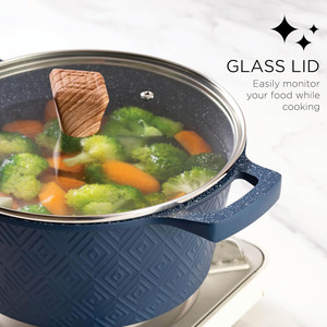 New Forged Die <b>Casting</b> Aluminum Cooking Pot and <b>Pan</b> Set 7Pcs Grey Stone Cookware Set with Soft Touch Wooden Grain Handle - Product Image 3