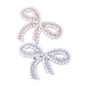 Broche de lazo con diamantes de imitación, venta al por mayor, broche de cristal tridimensional con incrustaciones de diamantes, accesorios de vestir para boda - Product Image 1