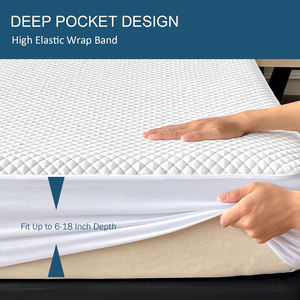 <span class=keywords><strong>Protector</strong></span> de Colchón Impermeable de Poliéster, Tamaño Queen, Transpirable, Silencioso, Bolsillos Profundos de 6"-18", 300 Hilos, Lujoso, <span class=keywords><strong>Para</strong></span> Todas las Estaciones, Lavable a Máquina - Product Image 4