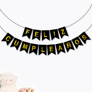 Pancarta Feliz Cumpleaños, Guirnalda de Banderines con Cola de Pez Dorado, Decoración de Fiesta de Papel - Product Image 2