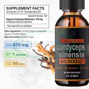 Ekstrak Jamur Cordyceps Sinensis Ausreson OEM Health, Suplemen Makanan Herbal, Cairan Oral Cordyceps untuk Kesehatan - Product Image 2