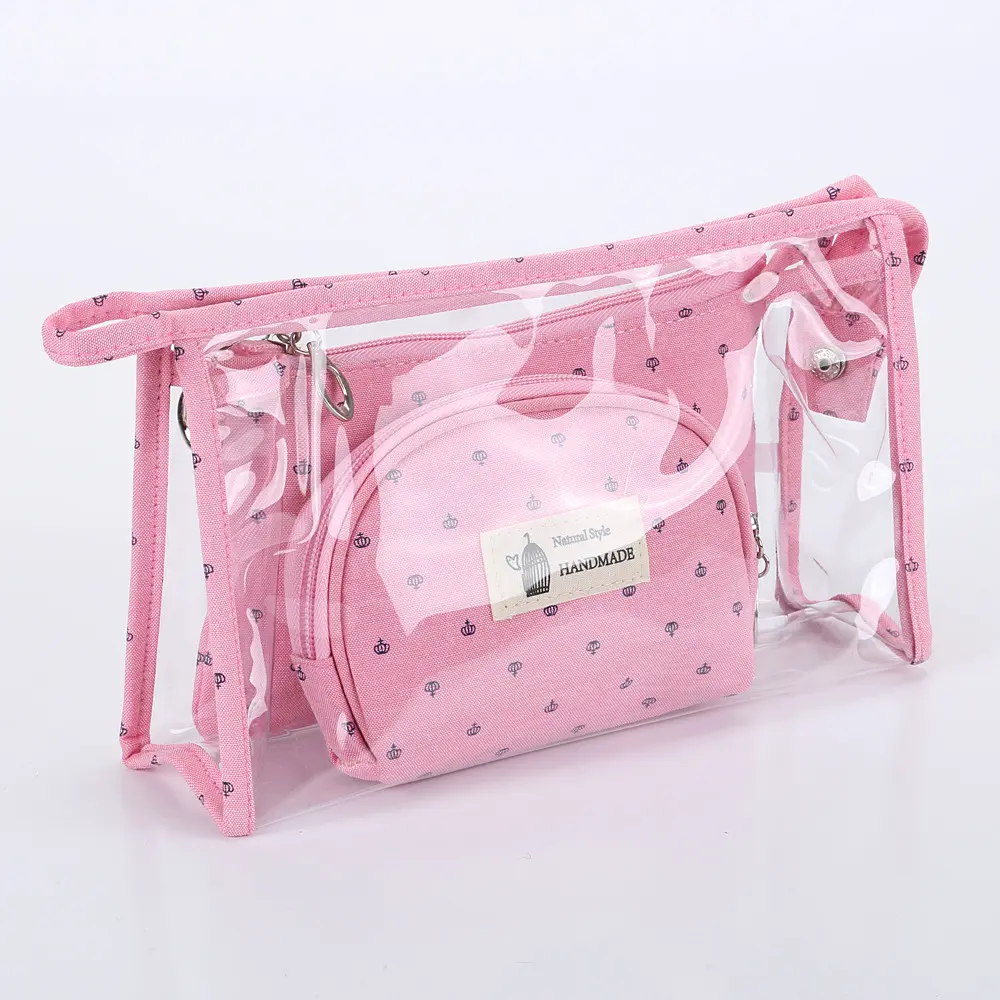 Nouveau produit populaire en gros pochettes de maquillage transparentes fourre-tout trousses de toilette de voyage trousse à cosmétiques en PVC