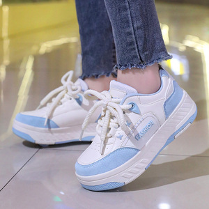 Zapatos Chunky para Mujer, Zapatillas de Moda Blancas y Rosas con Plataforma, Cordones, Suela de Goma Acolchada, Parte Superior Sintética, Entresuela de EVA, para Todas las Temporadas - Product Image 2