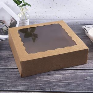 Cajas de Panaderí<span class=keywords><strong>a</strong></span> de Cartón Kraft Marrón, Cajas Grandes para <span class=keywords><strong>Tartas</strong></span> con Ventana de PVC, Caja Desechable Natural para Galletas, Chocolate, Fresas, Pasteles de Boda - Product Image 4