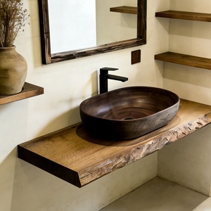 Modern Luxury Solid Wood & MDF <b>Wall</b>-Mounted Bathroom Vanity Cabinet with Ceramic Basin Smart <b>Mirror</b> Lacquer Finish Hospital Use - Product Image 2