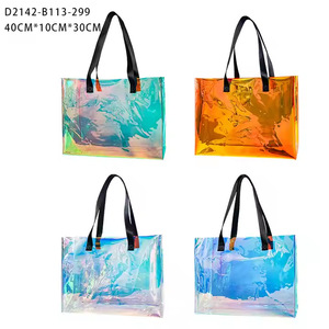 Vente en gros Sac fourre-tout transparent en PVC avec logo personnalisé Étui à cosmétiques étanche à motif de fil et de fermeture à glissière à la mode - Product Image 5