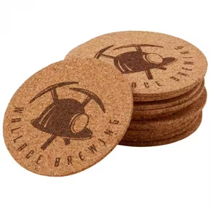 Sous-verres ronds en liège personnalisables avec logo et support métallique - Product Image 3