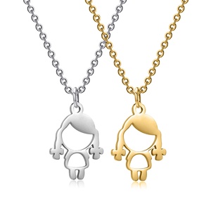 Collana pendente da donna in acciaio inossidabile per bambina con Design creativo semplice in acciaio al titanio buddhismo Figaro farfalla - Product Image 1