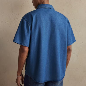 <span class=keywords><strong>Camisa</strong></span> vaquera de <span class=keywords><strong>hombre</strong></span> personalizada, de <span class=keywords><strong>manga</strong></span> <span class=keywords><strong>corta</strong></span>, con lavado pesado, pedrería de perlas, estilo western oversize, vintage, streetwear, con botones - Product Image 4
