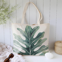Sac de courses pliable en toile HUIMEI Monstera Leaf réutilisable avec logo personnalisé et longue poignée