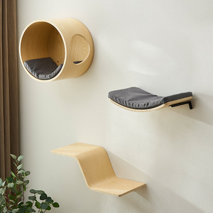 Árbol para gatos Shuimu, montado en la pared, 4 niveles, diseño minimalista con poste rascador y cama para gatos de interior. - Product Image 4