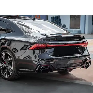 2019-2024 gövde kiti audi A7 C8 için audi siyah karbon fiber arka difüzör egzoz borusu ile Rear arka Spoiler yükseltme