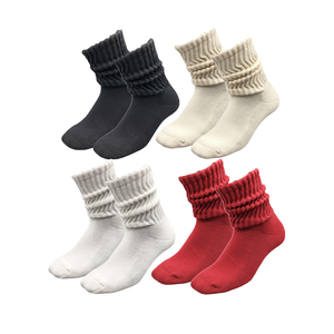 Slouch Crew Cotton Spandex <b>Socks</b> Taiwan Made Eco-Friendly Trendy Relaxed Fit Mid-Calf Women's Basic <b>Socks</b> - Product Image 1
