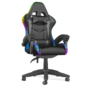 Ajunion RGB LED chơi game ghế 300lbs Công suất máy tính ghế sôi động đèn Gamer ghế cao cấp khung nhôm PU da - Product Image 1