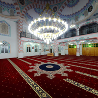 Tapis de mosquée de luxe au design islamique, tapis insonorisant mural pour mosquée, salle de prière