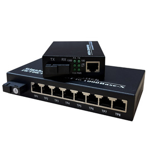 Convertisseur Ethernet à fibre optique 1 optique 8 électriques 100 Mbps monomode monofibre avec interface SC - Product Image 1