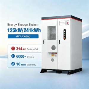 Armoire de stockage d'énergie hors réseau 125 kW 241 kWh à refroidissement par air avec BMS intégré, batterie LiFePO4 haute tension, usage industriel et commercial - Product Image 1