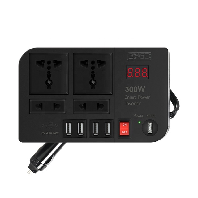Digital Display Voltage Portable 12V Ac Power Inverter Continuous 300w Cheaper Price Vehicle Power Inverter 3.1A USBX4 Output