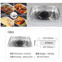 CB61 8700ml Full Steam Pan Deep Prestige Barbecue Verpackungsbehälter Silber Aluminium Einweg-Backblech Hochzeits-Speisebehälter