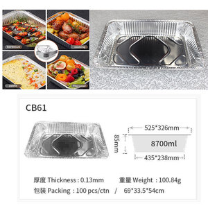 CB61 8700ml Contenedor de Embalaje para Barbacoa, Bandeja Desechable de Aluminio Plateado, Bandeja para Hornear Alimentos para Bodas, Bandeja de Asador de Tamaño Completo, Bandeja para Vaporizar - Product Image 2