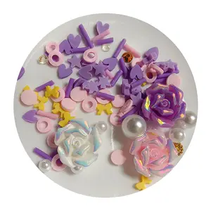 Vendita calda 1 borsa Charms Kawaii bellissimi fiori resina Flatback epossidica portachiavi in resina melma per regalo fai da te stile Cartoony