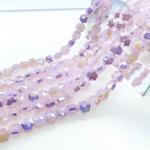 6mm 8mm Hexagon Crystal Beads DIY Bracelet Necklace Material Colorful Hexagon Faceted Glass Flat Beads For Jewelry Making