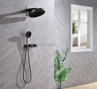 Ensemble de douche mural noir encastré à effet pluie, robinet de douche avec affichage numérique, moderne, en laiton, avec cartouche céramique encastrée – Vente chaude