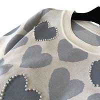 Vêtements de détente personnalisés 3 pièces pour femmes-Ensembles pull-over avec broderie de perles-Jogging en tricot-Pantalons de survêtement baggy-Ensembles d'entraînement pour femmes
