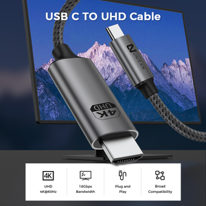 Uniean thưởng thức một màn hình lớn Nam đến Nam USB Loại C đến UHD 4K 60Hz cáp cho máy tính xách tay MacOS và thiết bị di động với cổng Loại C - Product Image 2