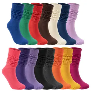 W6640 Knie-Hochmode verfügbare Farbe niedrige MOQ halb Terry weicher Slouch-Stil Sport laufende Damensocken