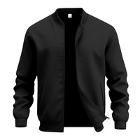 Blouson Bomber Homme Personnalisable en Toile Unie, Col Montant, Fermeture Éclair Intégrale, Style Sportif Décontracté, Veste de Baseball avec Logo