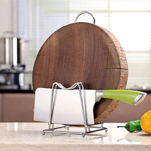 KS Stainless Steel Cutting Board Rack Round <b>Kitchen</b> Countertop <b>Storage</b> With Hanging Feature For Knife And Board - Product Image 4