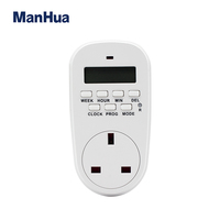 Temporizador Digital Electrónico Manhua, Enchufe Temporizador con Enchufe EU/US/UK, 230V 50HZ, Programable Cíclico de 24 Horas