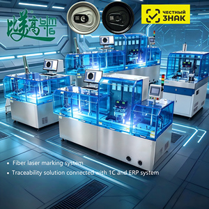 Machine de marquage laser à fibre Bimigao 100W avec système de traçabilité à refroidissement par air pour gravure de codes QR sur canettes de boissons - Product Image 1