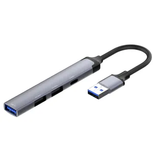 LDNIO DS-44C USB HUB Adapter USB To USB3.0 USB2.0 TYPE-C Support Mac Os/Windows/ Android and other systems