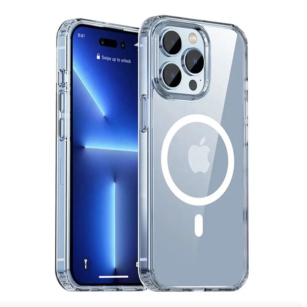 Hight quality transparent clear magnet phone case for iphone 12 13 14 Pro max magnetic case cover