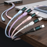 Câble de charge rapide USB C vers USB C 100W avec affichage numérique, câble de données en silicone pour téléphone portable et ordinateur portable