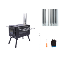 Poêle de camping compact Z360H noir avec fenêtre en verre pour la cuisson en extérieur